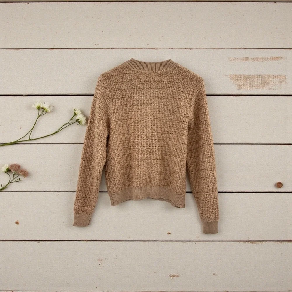 Grace Karin Textured Knit Cardigan Sweater Tan‎ Neutral Size M - Picture 3 of 7
